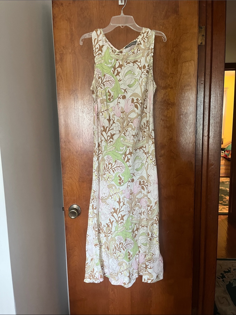 Tommy Bahama Floral Sleeveless Maxi Dress in Cream, Green & Pink